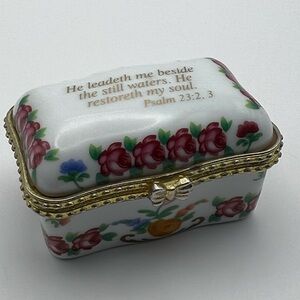 Psalm 23:2,3 Rose Trinket Box Imperial Porcelain